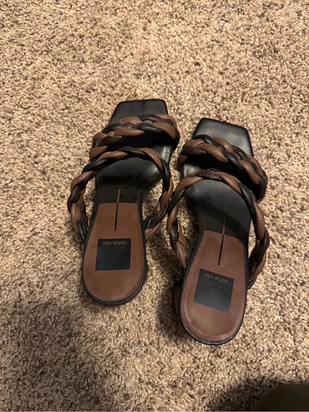 Dolce Vita Two-Tone Brown Braided Slide Sandals